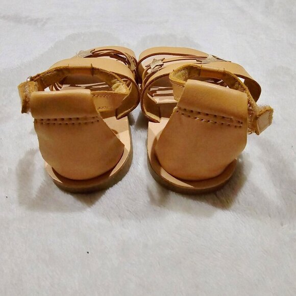 Zara ✦ Baby Toddler Sandals ✦ Gold Star Tan Faux Leather Velcro Sz 4½ Preloved - Picture 8 of 13